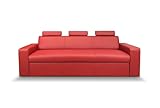 Quattro Meble Moderne Echtleder-Sofa mit verstellbaren Kopfstützen Couch aus rotem Naturleder Auswahl an Lederfarben (Breite 230 cm)