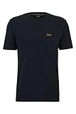 BOSS Herren Tee Regular-Fit T-Shirt aus Stretch-Baumwolle mit Kontrast-Logo Dunkelblau XXXL