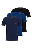 HUGO Herren T-Shirt RN Triplet P Dreier-Pack T-Shirts aus Baumwolle mit Logo-Print Blau M