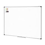 Amazon Basics Magnetisches Whiteboard mit Stiftablage und Aluminiumleisten, trocken abwischbar, 120 cm x 90 cm (B x H), Weiß