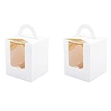 Leihao Cupcake-Boxen für einzelne Cupcakes, mit Fenstereinsätzen zum Verpacken von Verpackungen, Weiß, 100 Stück
