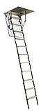Dachbodentreppe 32mm - Raumspartreppe - Leiter Dachboden - Schnelles und einfaches EIN- und Ausklappen - Bautreppe - Rutschfestes Stufenprofil - Langlebige Stufen aus Metall und Holz (80x70)