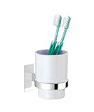 WENKO Turbo-Loc® Zahnputzbecher Quadro - Zahnbürstenhalter für Zahnbürste und Zahnpasta, Befestigen ohne bohren, Kunststoff (ABS), 7 x 10 x 9.5 cm, C