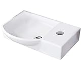 FACKELMANN Waschbecken links Gäste-WC / Waschtisch aus Keramik / Maße (B x H x T): ca. 45 x 10,5 x 32 cm / hochwertiges Becken fürs Badezimmer / Farbe: Weiß / Breite: 45