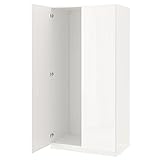 IKEA Pax Kleiderschrank mit 2 Türen, 100x37x201 cm, Weiß/Fardal Hochglanz/Weiß