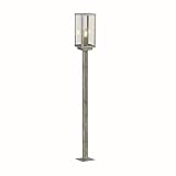 Licht-Erlebnisse Außenlampe IP44 in Silber E27 90 cm hoch aus Metall Glas Stehlampe außen Wegeleuchte G