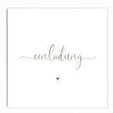 fabelie Design Einladungskarten Hochzeit gold Hochzeitseinladungen klassisch quadratisch mit Umschlägen Naturpapier (50 Stück)