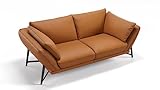 Sofanella Leder 2-Sitzer Sofa Estella - Hochwertige Zweisitzer Couch italienisches Design - Designer Ledersofa ohne Funktion - Cog