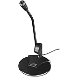 Speedlink PURE Desktop Voice Microphone - Tischmikrofon mit Klinkenstecker für Büro und Schreibtisch, Podcasts, Gaming, 1,7 m Kabel, schw