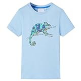 Kinder Kurzarmshirt T-Shirt Kindershirt Rundhalsausschnitt Jungen Hellblau 116