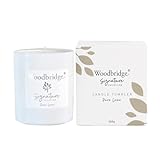 Woodbridge Duftkerze im Glas mit Deckel | Pure Linen | Duftkerze Frisch | kleine Duftkerze | Brenndauer bis 50h | Weiße Kerzen (250g) | Signature Kollek