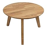 Kleiner Couchtisch Eiche 50x50x35cm – Minimalistisch Rund Beistelltisch Holz - Nachttisch auf Holzbeinen Tisch Holztisch - W
