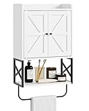 Apetaccat® Badezimmerschrank hängend, Weißer Medizinschrank im Landhausstil, Bad-Wandschrank mit verstellbaren Ablagen, platzsparender Hängeschrank für Badezimmer, Küche und Wohnzimmer, 68.5x39x23