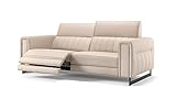 Sofanella 3-Sitzer Lesina Echtledersofa Sitzverstellung Couch in Creme S: 212 Breite x 101 T