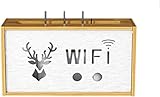 Wall Mounting WiFi Router Storage Boxes Wood,Router Shelf, WiFi Box Wall, Cable Hide Box, Cable Box Large, Desk Cable Management Box Wood,35 * 19 * 11CM,Striking44