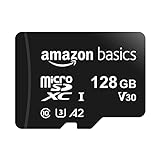 Amazon Basics MicroSDXC-Speicherkarte, 128 GB, mit SD-Adapter, A2, U3, 100 MB/s max. Lesegeschwindigkeit, Schw