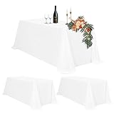 2er-Set Weiße Tischdecken Rechteck 229 x 335 cm, wasserdichte Polyester Weiße Tischdecken für 6-8ft Tabelle, Waschbar Rechteck Große Tischdecke für Party Hochzeit Buffet Camping Restaurant(90x132in)
