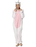 Joy Start Erwachsene Onesie Tier Pyjamas Unisex Karneval Halloween Cosplay Kostüm Nachtwäsche (Pink Unicorn, Small)