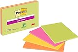 Post-it Super Sticky Meeting Notes, Packung mit 4 Blöcken, 45 Blatt pro Block, 203 mm x 152 mm, Farben: Grün, Pink, Gelb, Orange - Extra-stark klebende Notizzettel für To-Do-Listen und Erinnerung