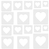 16 Stück große Herzschablonen, Herz-Schablonen in verschiedenen Größen für Malvorlage, Herzschablone zum Basteln, Kunststoff, 5-Punkt-Herzvorlagen für Stoffwände, Kunstpapier, Heimdek