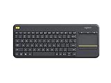 Logitech K400 Plus Kabellose Touch-TV-Tastatur mit integriertem Touchpad, US QWERTY-Layout - Schw
