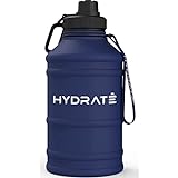 HYDRATE Edelstahl Trinkflasche - 2,2 Liter Wasserflasche - BPA-freie Sport Wasserflasche - MetallWasserflasche praktischer Nylon-Trageriemen und auslaufsicherer Schraubverschluss, Gym Trink