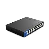 Linksys LGS108P-EU 8-Port Unmanaged Gigabit-Netzwerk-PoE-Switch mit 4 PoE+-Ports, Ethernet-Switch – bis zu 1000 Mbit/s für Büros und zu Hause, IP-Überwachung – Platzierung auf dem Schreib
