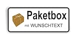 generisch Paketbox Aufkleber mit Wunschtext/Wunschnamen Abziehbild (R34/14) W (17x7cm)