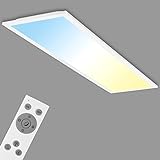 Briloner Leuchten Deckenlampe, LED Panel dimmbar, Farbtemperatursteuerung, inklusive Fernbedienung, 24W, 2.600 Lumen, Weiß, Kunststoff, 24 W, 1000x250x61mm (LxBxH)
