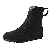 Generisch winterschuhe damen Winter Kurzschaft Stiefel damen stiefel Roman Short Ankle Boots Chunky Heels Damen Bequemschuhe (Black, 42)