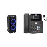 JBL PartyBox 310 in Schwarz – Trag- und rollbarer Bluetooth Party-Lautsprecher mit Lichteffekten – Spritzwassergeschützte & GEQUDIO IP Telefon GX5+ Set mit Netzteil Adapter - Fritzbox