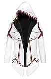 QYIFIRST Herren Damen Anime 3D Druck Pullover Streetwear SAO Sword Online Yuuki Asuna Cosplay Kostüm Jacke Windbreaker Pulli Sweatshirt Weiß XXL (Chest 118cm)