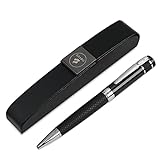 Gíabo Mokuzai │Luxus Kugelschreiber in schwarz│Hochwertiger Kugelschreiber mit einer Mischung aus 202 Edelstahl/Kupfer│Griffbereich aus PU-Leder für einen ang