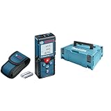 Bosch Professional Laser Entfernungsmesser GLM 40 (Flächen-/Volumenberechnung, max. Messbereich: 40 m, 2X 1,5-V Batterien, Schutztasche) & Makita 821550-0 Makpac Gr.2, Langlebig und Robust, 157