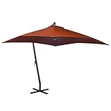 ZQQLVOO Gartenschirm Parasol Sonnenschirm für pflanzen Ampelschirm mit Mast Terracotta-Rot 3.5x2.9 m Massivholz T