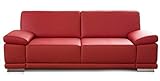 CAVADORE 3-Sitzer Sofa Corianne in Kunstleder / Couch Lederoptik in hochwertigem Kunstleder und modernem Design / Mit verstellbaren Armlehnen / 217 x 80 x 99 /