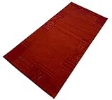 Indo Nepal Teppich Handgeknüpft Rot 70X140 cm Wolle Orientteppich brücken SE