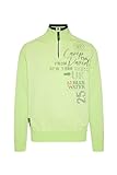 Camp David Troyer-Pullover Stone Washed im Materialmix Neon Lime XL