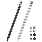 Tablet Stift MEKO Touchscreen Stift 2 in 1 Gummi Stylus Touch Pen für alle Handys/Tablets iPhone i-Pad Pro Mini iWatch Samsung Huawei Xiaomi Surface Chromebook usw. Schwarz+Silb