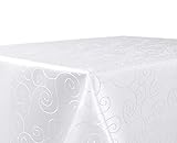 BEAUTEX Tischdecke Damast Ornamente - Bügelfreies Tischtuch - Fleckabweisende, Pflegeleichte Tischwäsche - Tafeltuch, Oval 160x220 cm, W