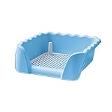 Tragbares blaues Hundetpfchen mit erhhtem Zaun – für Kaninchen und Haustiere – spritzwassergeschützte Trainingstoilette für die H