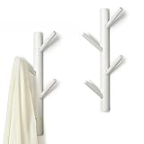 AceList Garderobe und Hutständer, stabiler Holz Garderobenständer. Kleiderhaken Wand mit 8 Hacken Flurgarderobe, 2 Stück (Weiß)