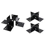 Chinflly Pfostenanker-Basis, 10,2 x 10,2 cm, robuster Stahl, verstellbare Zaunpfosten-Basishalterungen für Holz, Deck, Veranda, Geländer, Pergola, Briefkastenstütze, schwarz, 2 Stück