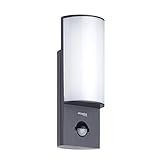 Oktaplex lighting LED Aussenleuchte mit Bewegungsmelder Belo 10W | Alu Außenlampe IP54 anthrazit Wand Außen | Außenwandleuchte Sensor 3000K Warmweiß