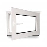 Kellerfenster - Kunststoff - Fenster - weiß - BxH: 80 x 40 cm - 800 x 400 mm - DIN Rechts - 3 fach Verglasung - 60