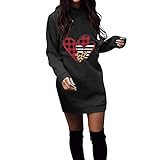 MKIUHNJ Sweatshirtkleid Damen Langarm Lässiges Sweatshirtkleid mit Rundhalsausschnitt für Damen, langärmliges Pulloverkleid Schwarzes Kleid Mit Krag