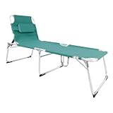 Mojawo XXL Gartenliege Sonnenliege Relaxliege Liege mit Kissen gepolstert klappbar Türkis L200xB70xH45/95