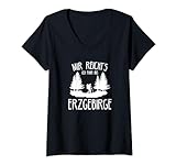 Erzgebirge Bergbau I Aue Trecking Motiv für Sachsen Wanderer T-Shirt mit V