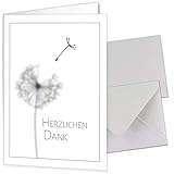 beriluDesign 25 Danksagungskarten Trauer mit Umschlag - moderne Trauerkarten würdevoll gestaltet als Klappk