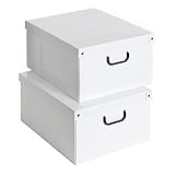 KANGURU Aufbewahrungsboxen aus Karton, Geschenkboxen aus pappe mit deckel 40x50x25cm WEISS WEISS GROSS , 2 Stück (1er Pack )